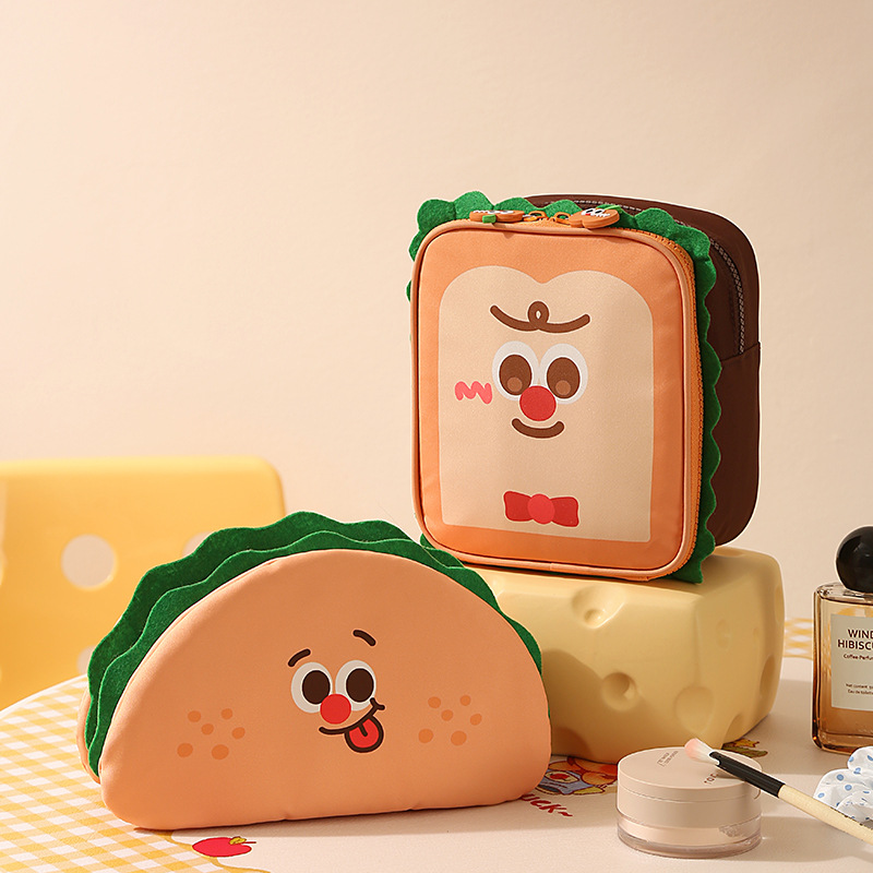 Beauty Makeup Tool Collection - Taco and Toast-Shaped Makeup Bags Perfectly