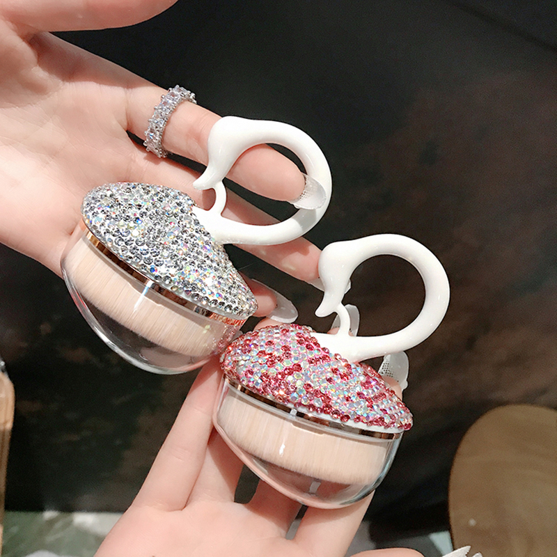 Beauty Mark Makeup - Swan Rhinestones Portable Foundation Brush for