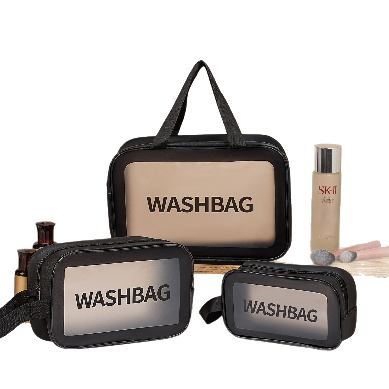 Beauty Makeup Tool Collection - Homefish Pu Transparent Three Piece Makeup