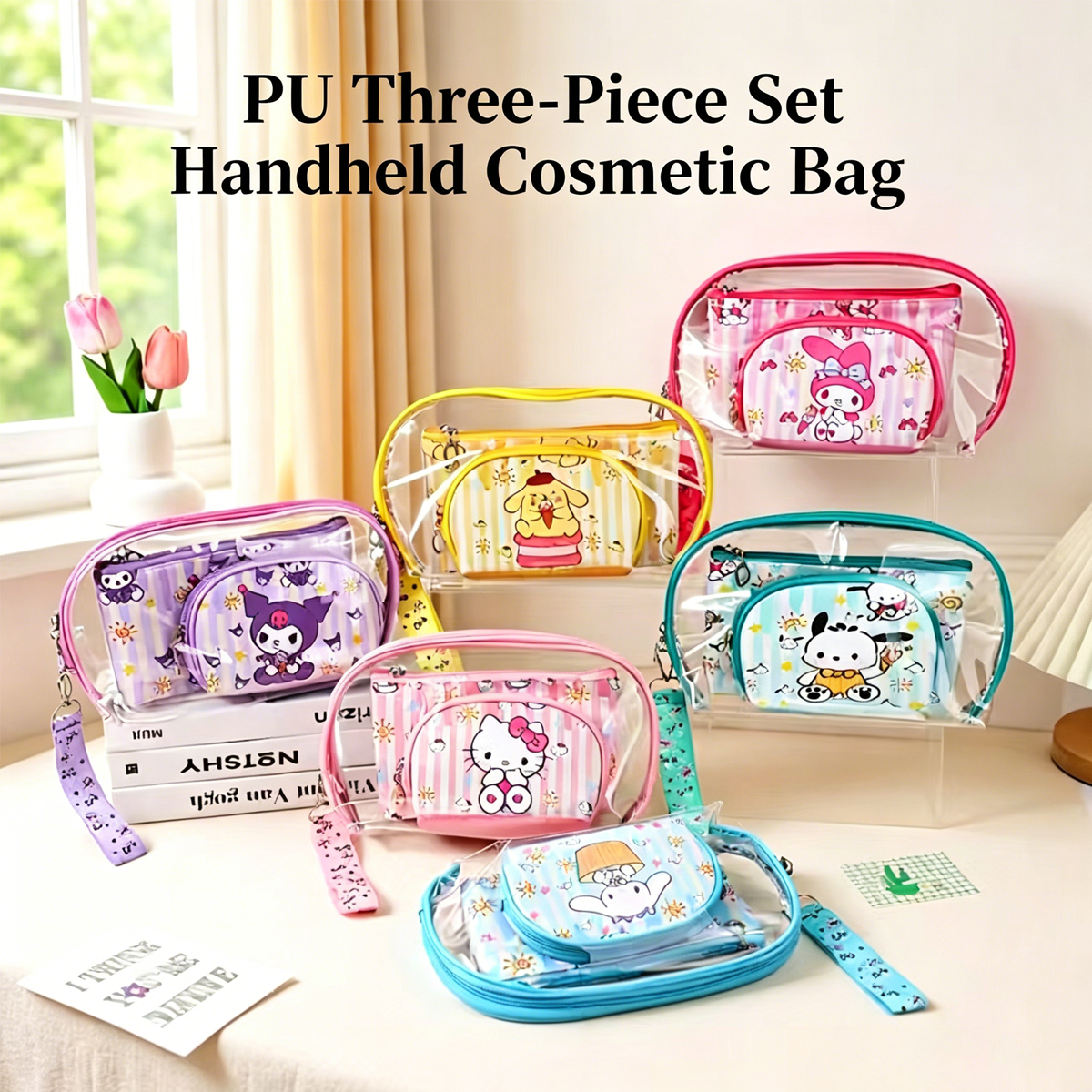 Sanrio 3-Piece Makeup Bag Set, - Beauty Makeup Tool Collection ulasan dan harga