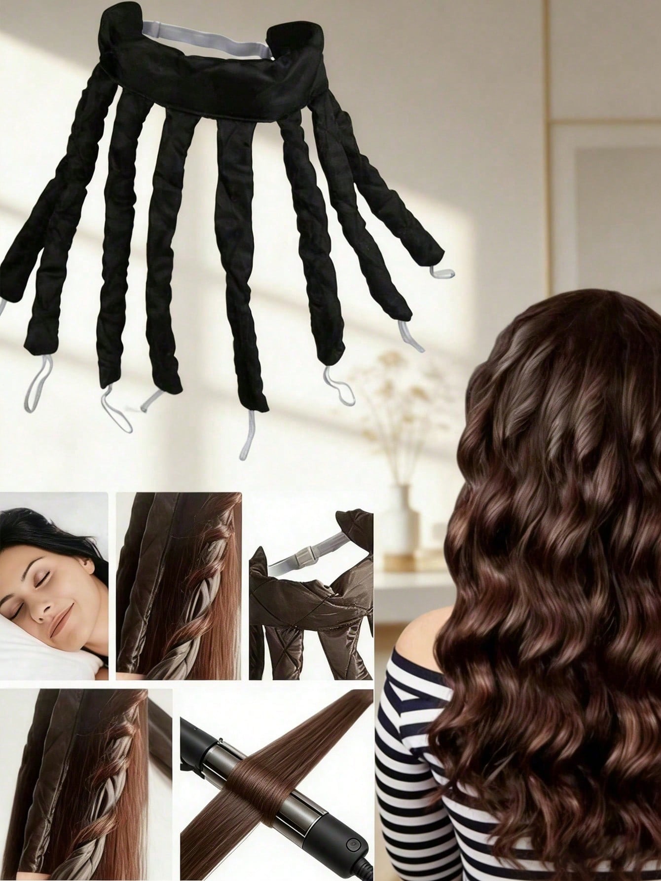 1pc 8-Prong No-Heat Curling Wa - Hair Curling Wand ulasan dan harga